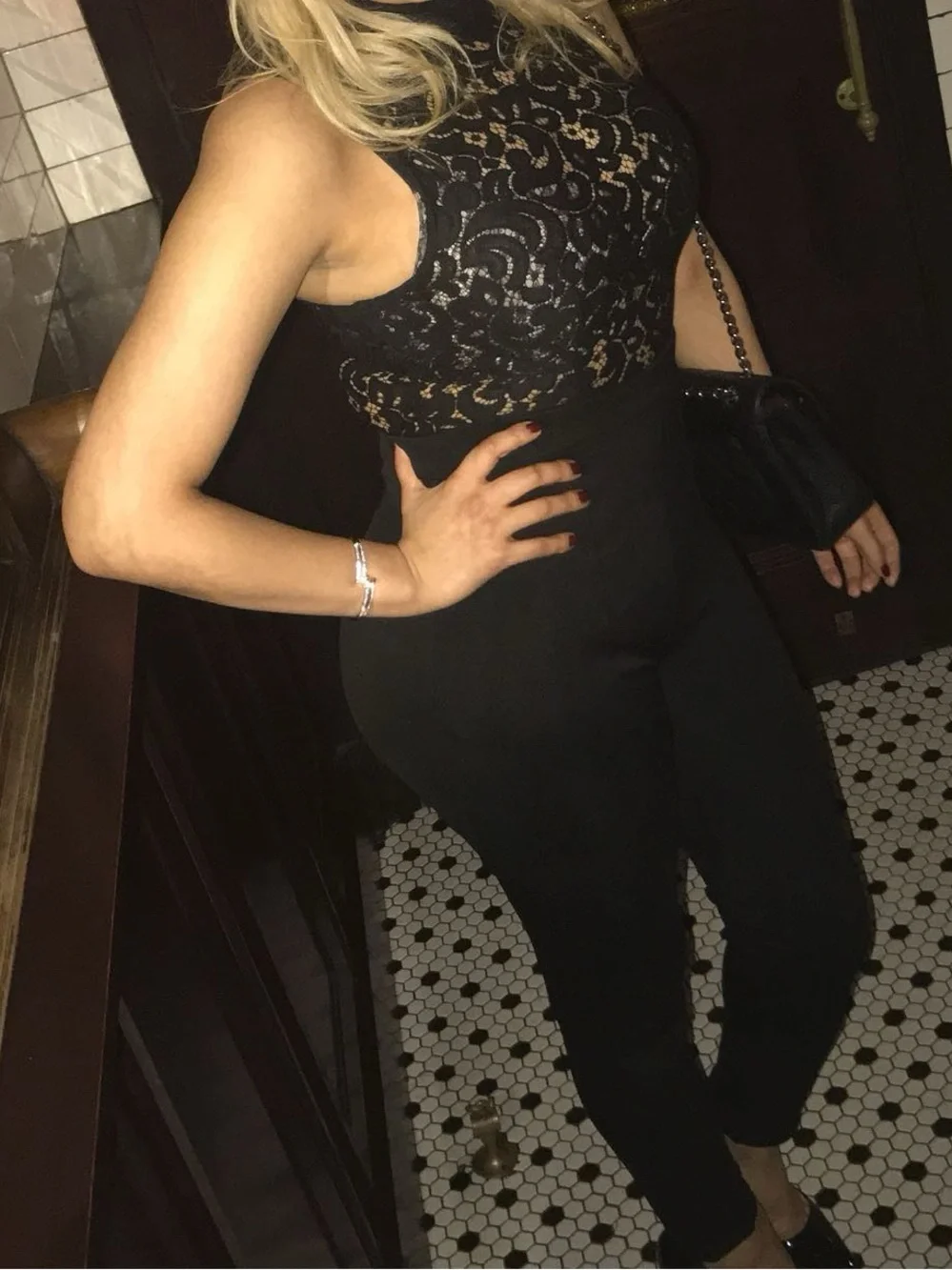 bebe Black Dress with Lace Detail